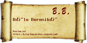 Bőle Bereniké névjegykártya